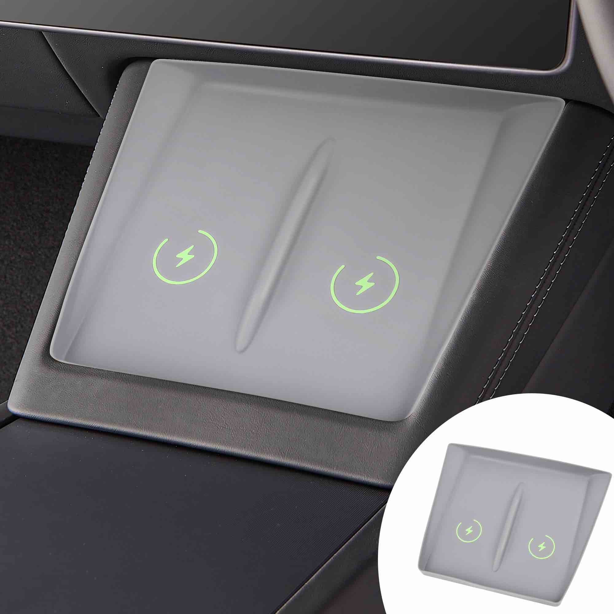 Tinlucys Center Console Wireless Charging Mat Designed for Tesla Model 3 Highland 2024,Tesla Center Console Silicone Pad for Wireless Charging Pad,Interior Accessories for Model 3 Highland Black