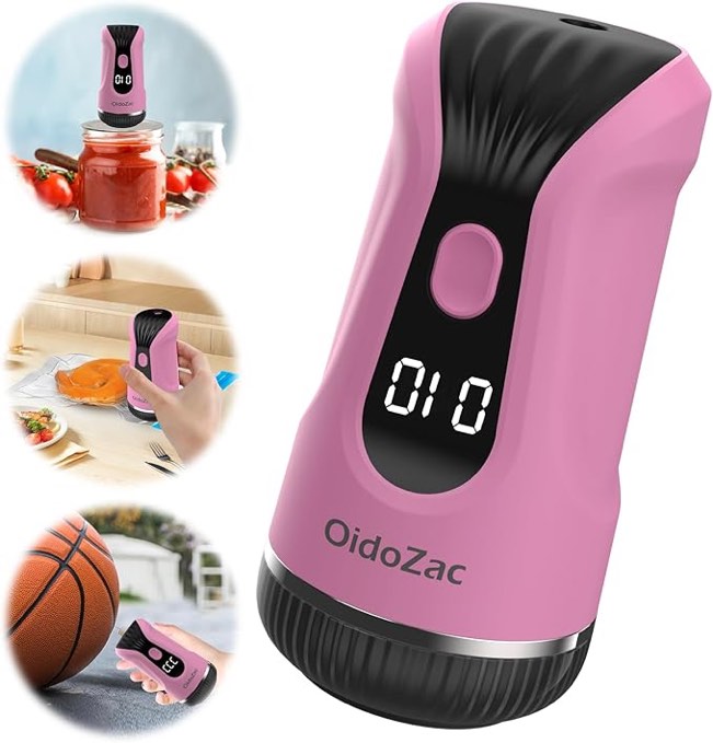 Electric Mason Jar Vacuum Sealer Kit Vacuuming & Inflating 2-in-1 with 6pcs Latest Patent Easy Cover Lids for Wide & Regular Mouth Mason Jars, Food Grade Material, 100% Fit & Seal, Pink