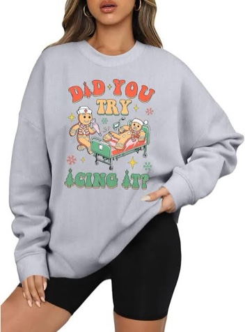 (Small) Christmas Nurse Sweatshirt Women Christmas Nursing Sweatshirt School Nurse Christmas Tee Funny Pullover Top