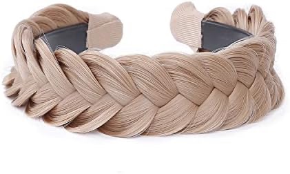 vowyore Wide Fishtail 2 Strands Synthetic Hair Braided Headband Classic Chunky Plaited Braids Elastic Stretch Hairpiece Women Girl Beauty accessory