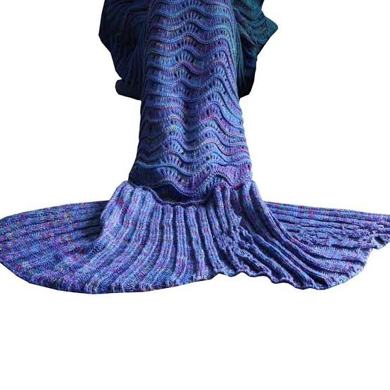 fu store mermaid tail blanket crochet mermaid blanket for women girls all seasons sofa sleeping blankets 71‘’x35‘ blue
