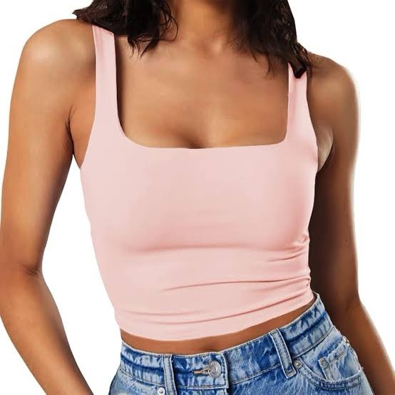 (Size S) GEMBERA Women's Sexy Sleeveless Strappy Square Neck Crop Tank Top Fitted Gym Stretchy Cropped Tank