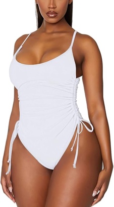 (Size S) Viottiset Women's Cut Out One Piece Swimsuit Cheeky High Cut Tummy Control Bathing Suit Monokini Small Burnt Orange