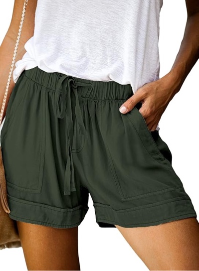 (Size 3XL) Dokotoo Womens Comfy Drawstring Casual Elastic Waist Pocketed Shorts