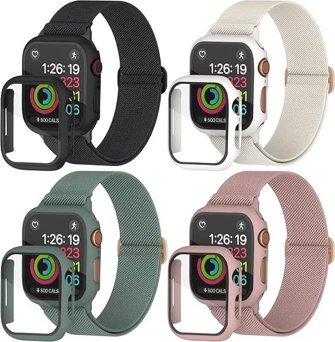 Nylon Apple Watch Bands Unisex - iWatch 1/2/3/4/5/6/7/8/9/SE/Ultra 2 Bands for 38mm/40mm/41mm/42mm/44mm/45mm/49mm with a Case
