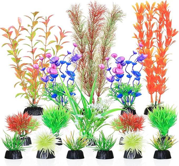 Aquarium Plants, Artificial Fish Tank Decorations Decor Plastic Plants