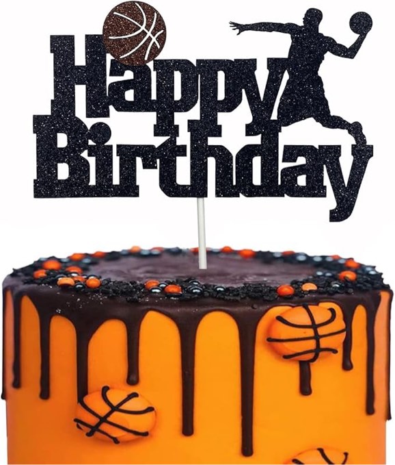 Basketball Happy Birthday Cake Topper for Boy's Men' Birthday Party Decorations Basketball Birthday Cake Decoration