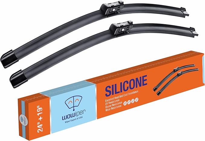 WOWIPER OEM 24"19" Top Lock Silicone Wiper Blade Replacement for Audi A3 2013-2005 BMW M3 2020-2010 Superior All-Seasons Top Lock Windshield Wiper Blade(Set of 2)