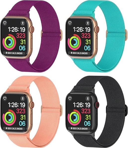 Nylon Apple Watch Bands Unisex - iWatch 1/2/3/4/5/6/7/8/9/SE/Ultra 2 Bands for 38mm/40mm/41mm/42mm/44mm/45mm/49mm - 1/4/6/8 Variety Multipack (Pack C, 41mm)