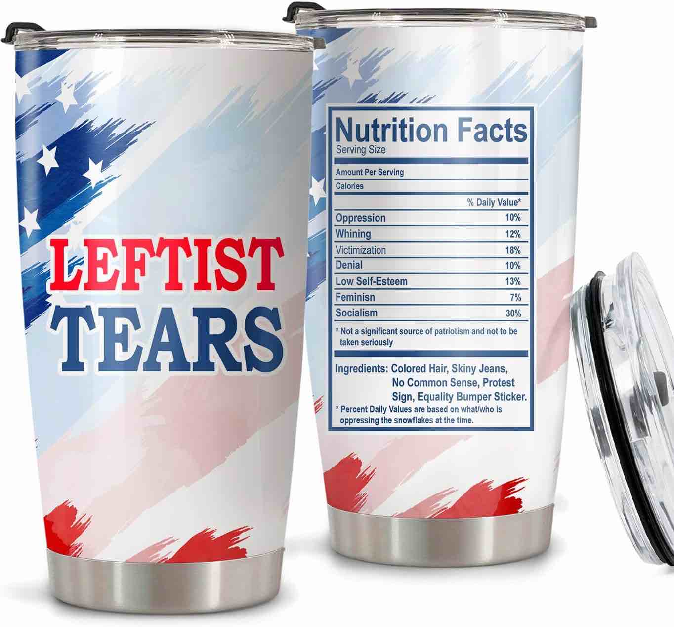 CHICKOR Leftist Tears Tumbler 20 Oz - Dad Gifts From Daughter Son - Liberal Tears Insulated Coffee Mug For Men, Women, Coworker, Friends