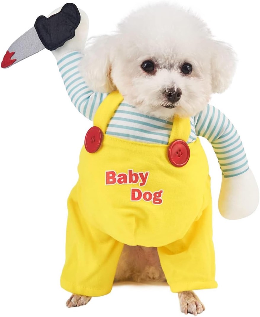 Halloween Dog Costume Pet Accesories Knife Doll Cat Funny Party Pet Deadly Doll Cosplay Party for Small Medium and Large Dogs (X-Large)