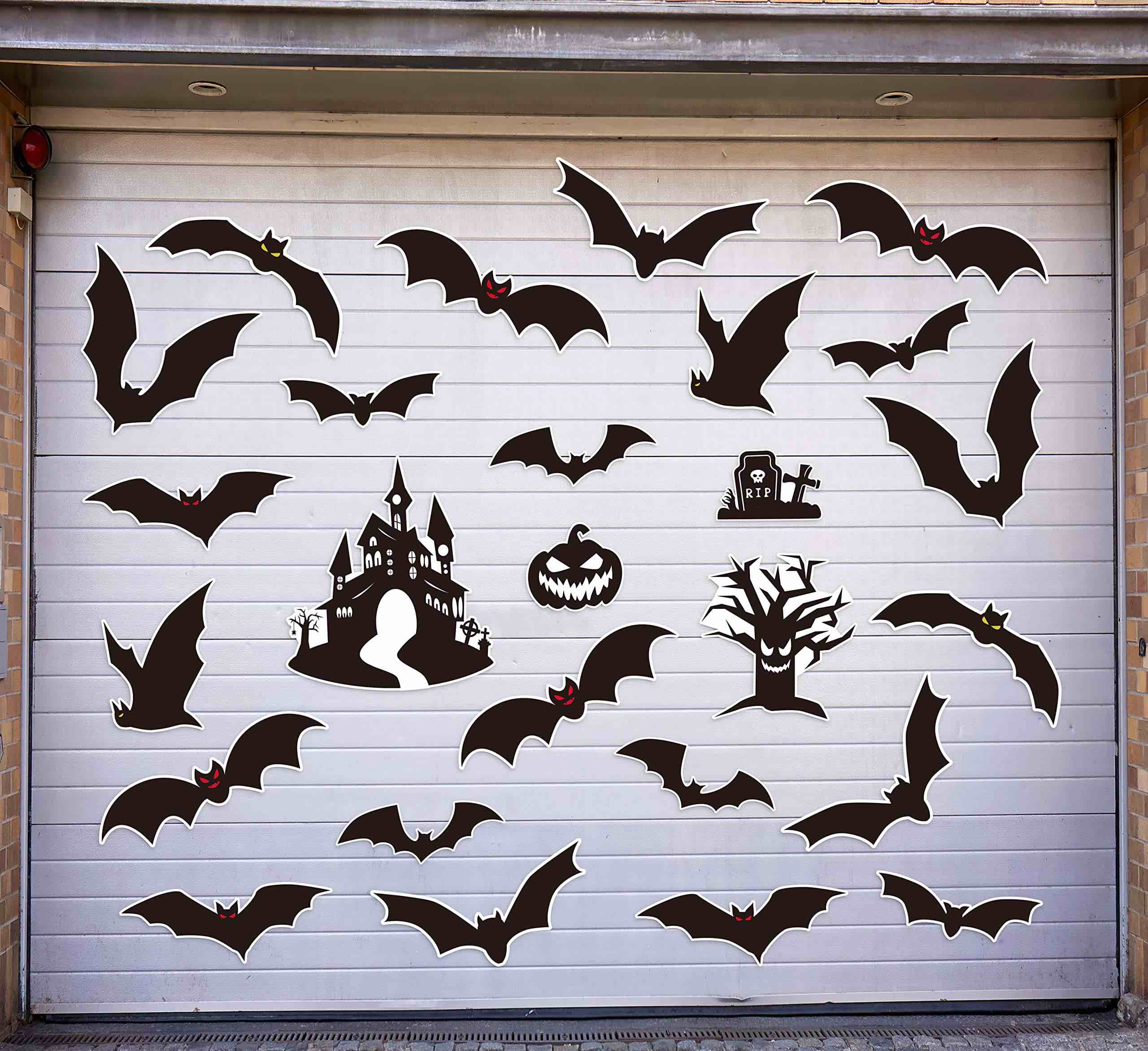 90shine Halloween Garage Door Decorations Magnets: Magnetic Bat Haunted House Grave - Car Trunk or Treat Cruise Decor Kit, 26Pcs