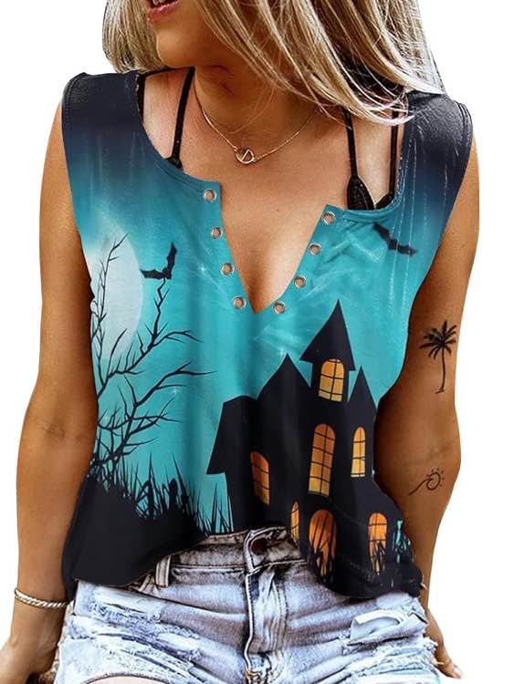 (Size XL) Tank Top for Women Sexy V Neck Casual Basic Tops Tie Dye Sleeveless Shirts with Ring Hole Country Music Style T-Shirts