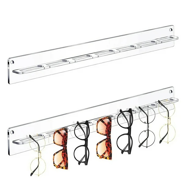 DODAMOUR 2 Pack Eyeglasses Holder Stand, Creative Sunglasses Storage Rack with Bottom Self Adhesive, Eye glasses Sunglasses Storage Display Stand Holder Organizer Show Rack
