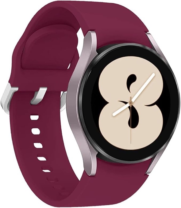 Leishouer Band Compatible with Samsung Galaxy Watch 4 40mm 42mm 44mm 46mm Strap,20mm Soft Silicone Sport Wrist Bands Replacement for Samsung Galaxy Watch 3 41mm Active 2 40mm 44mm,Official Wine red
