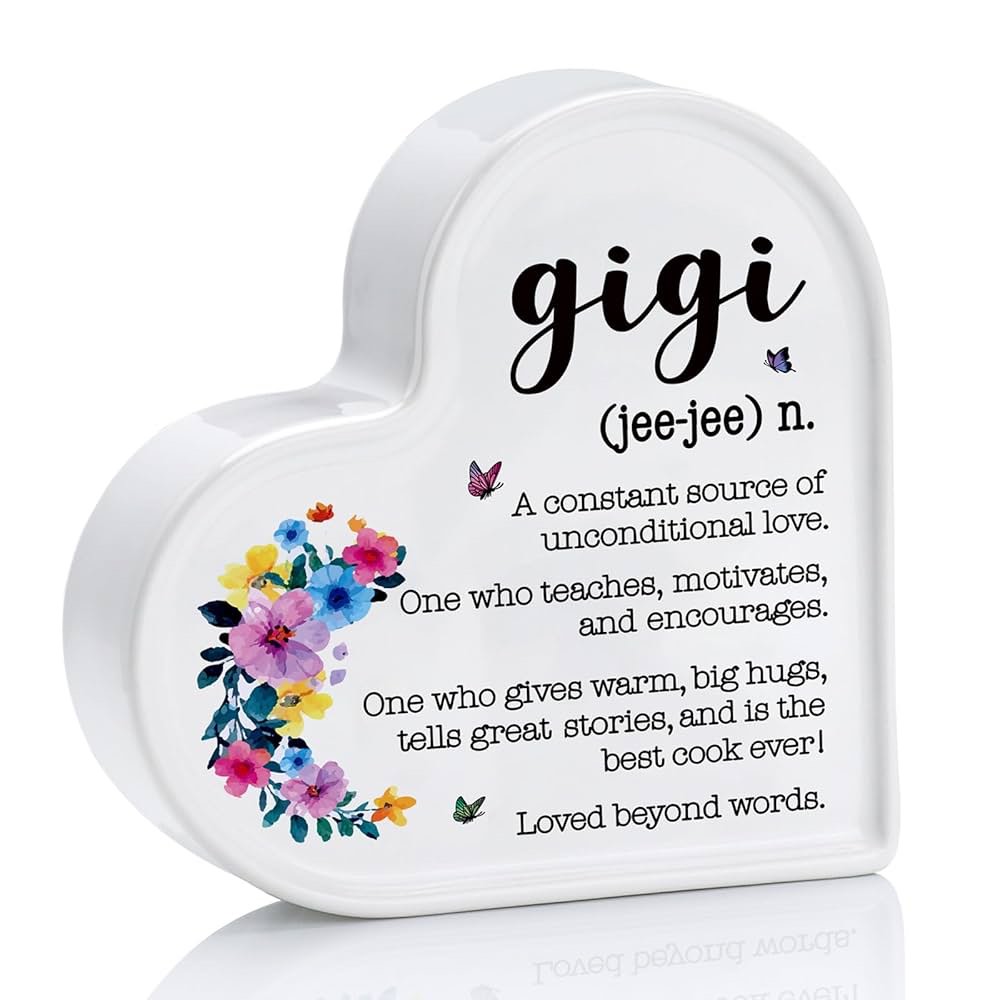 WelDesine Gigi Gifts for Grandma, Nana Gifts, Handmade Ceramic Signs Decor, Best for Birthday Christmas Thanksgiving Mothers Day from Grandkids Granddaughter, Gifts For Grandmother, C02