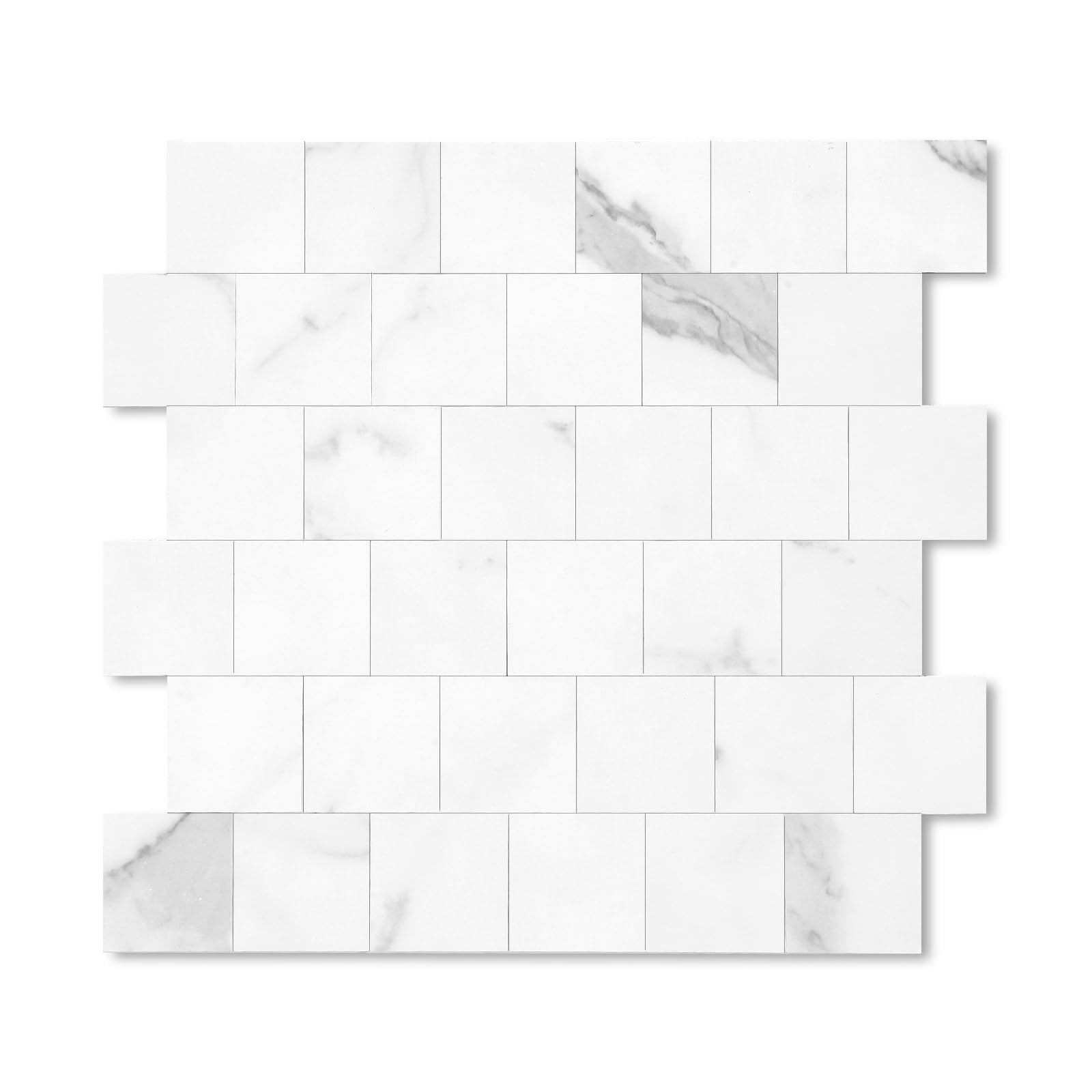 Yipscazo Peel and Stick Backsplash for Kitchen Wall, Sample Real Marble Look Stick on Backsplash PVC Heat Resistant Smart Tiles, 12'' Kara White Waterproof Backsplash Protector for Bathroom