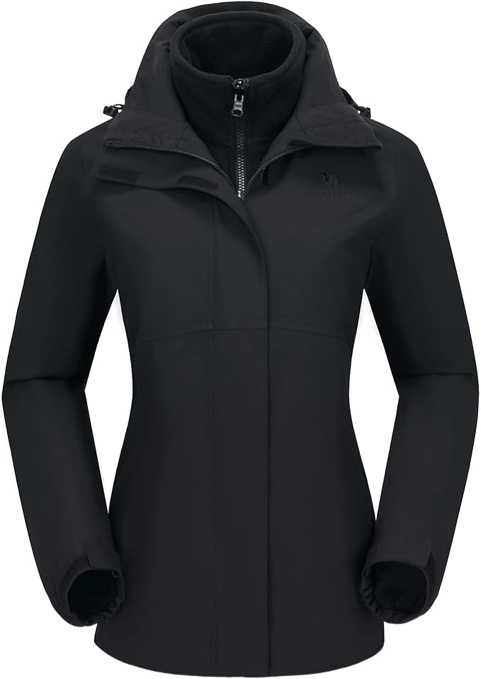 CAMELSPORTS Womens Ski Jackets Waterproof Fleece Snow Coat 3 in 1 Snowboarding Jackets Winter Warm Windbreaker Raincoat - 3XL