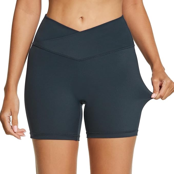 (Size XL) HODOSPORTS Women's Workout Yoga Shorts 5" High Waisted Tummy Control Gym Shorts