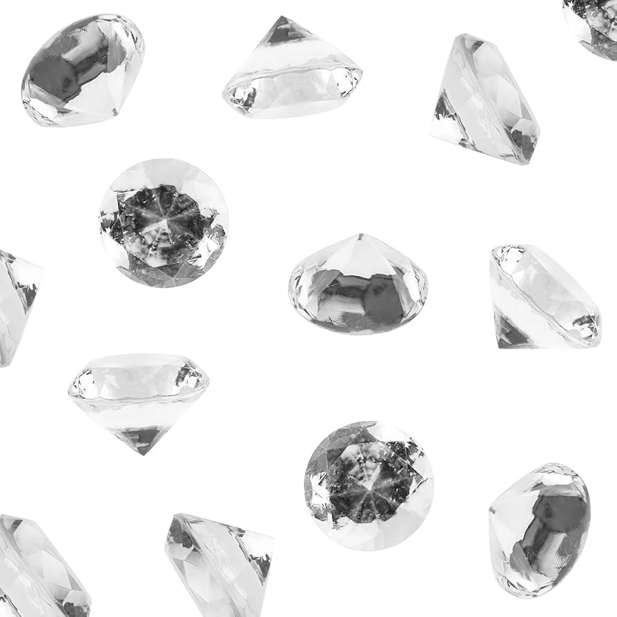 Super Z Outlet Acrylic Color Faux Round Diamond Crystals Treasure Gems for Table Scatters, Vase Fillers, Event, Wedding, Birthday Decoration Favor, Arts & Crafts (90 Pieces) (Clear)