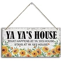 Vintage Ya Ya's House What Happens at Ya Ya's House, Stays at Ya Ya's House Wood Decor Sign, Hanging Printed Wooden Plaque Decor, Rustic Home Decor Sign, Ya Ya Decor, Gift for Grandma 12x6 in