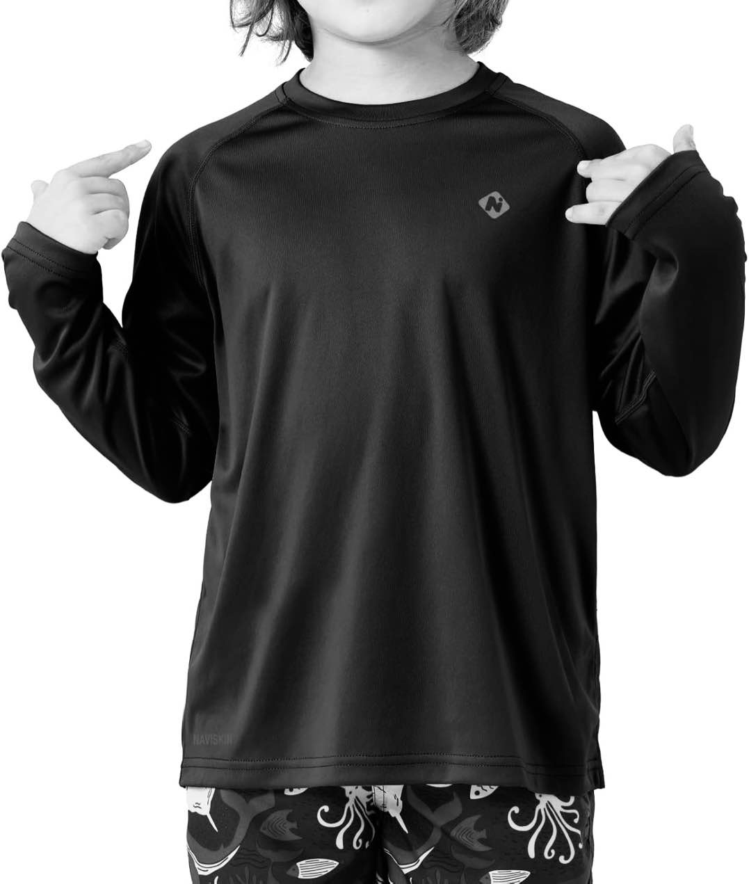(Size M) NAVISKIN Boy's UPF 50+ Long Sleeve Shirts Rash Guard Swim Shirts Youth Lightweight Quick Dry Hiking Shirts