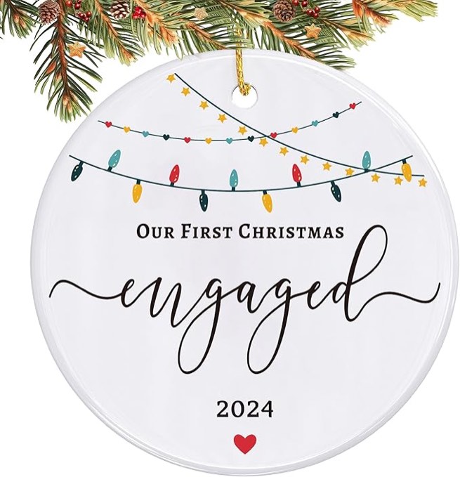 First Christmas Engaged Ornament 2024, Engagement Gifts for Couples, Engagement Gifts for Women, Wedding Gifts for Couples Unique 2024, Engaged Christmas, Christmas Ornament