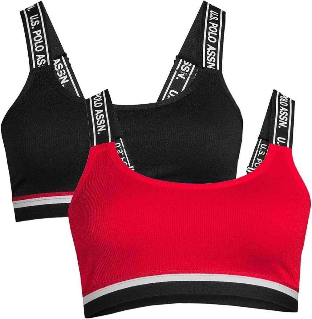 2 pack U.S. Polo Assn. Womens Wireless Bras - Sports Bras for Women - 1XL