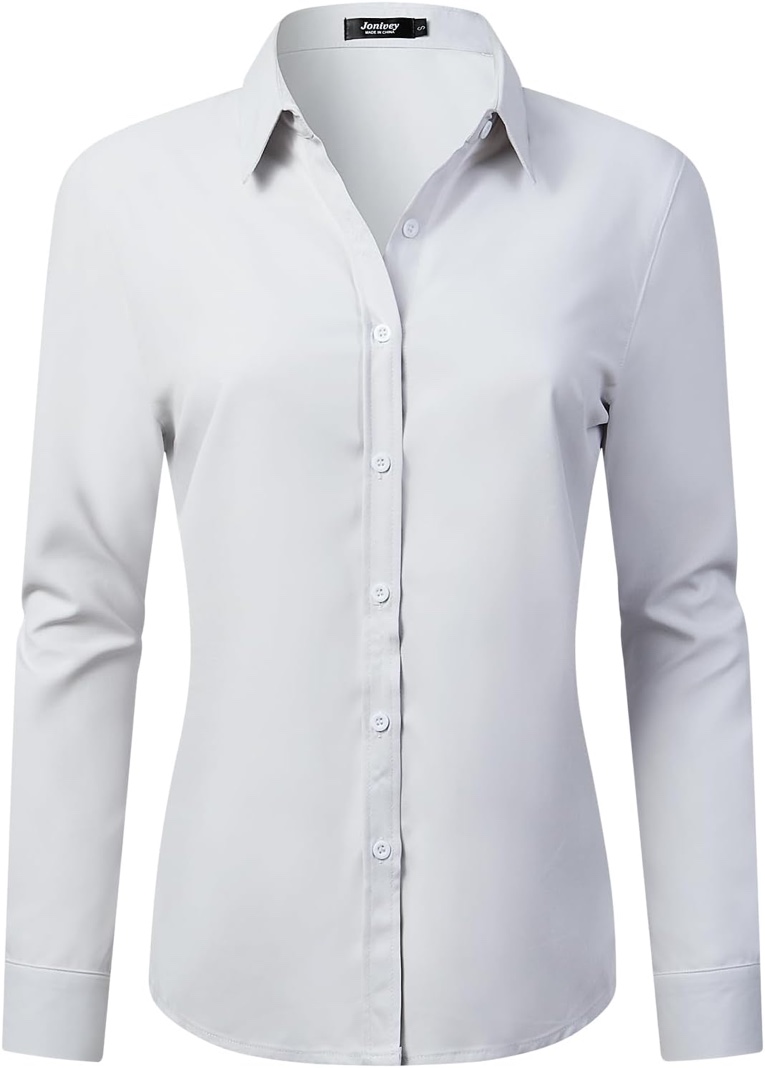(X-Small) jonivey Women's Stain-Shield Water-Repellent Long Sleeve Business Wrinkle-Free Soft Workwear Casual Button Down Dress Shirts