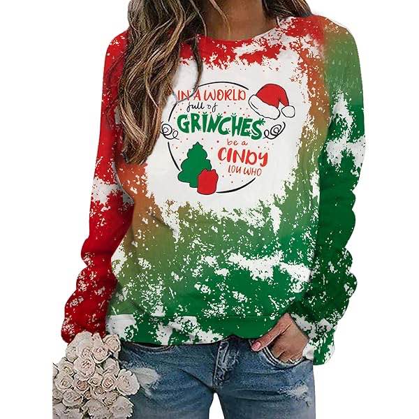 (Size M) MNLYBABY Be A Cindy Lou Who T-Shirt Tee Christmas Raglan Long Sleeve Tops Splicing Baseball Tees Shirt for Women