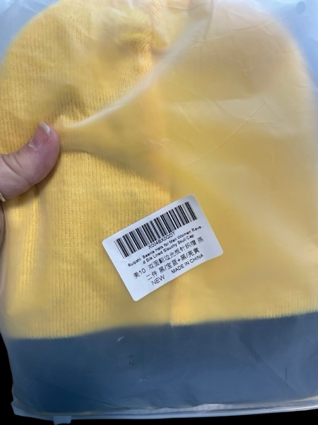 Beanie Hats for Men Women Reversible Hats Warm Knitted Cuffed Silk Lined Slouchy Skull Cap (Yellow/Blue)