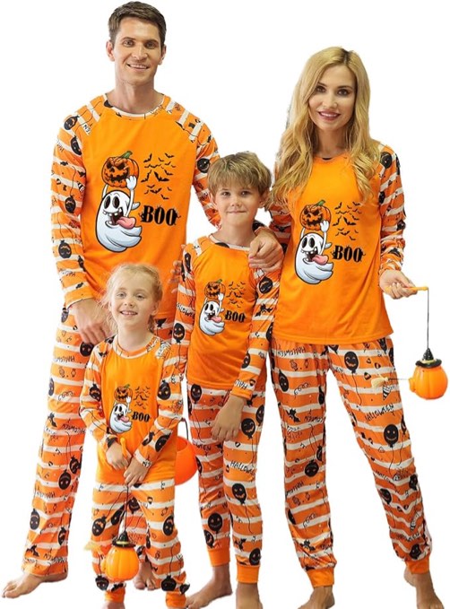 Family Matching Halloween Pajamas Set, Halloween Pumpkin Print PJs Sets 2 Pieces Loungewear Sleepwear Adult (Women, Large)