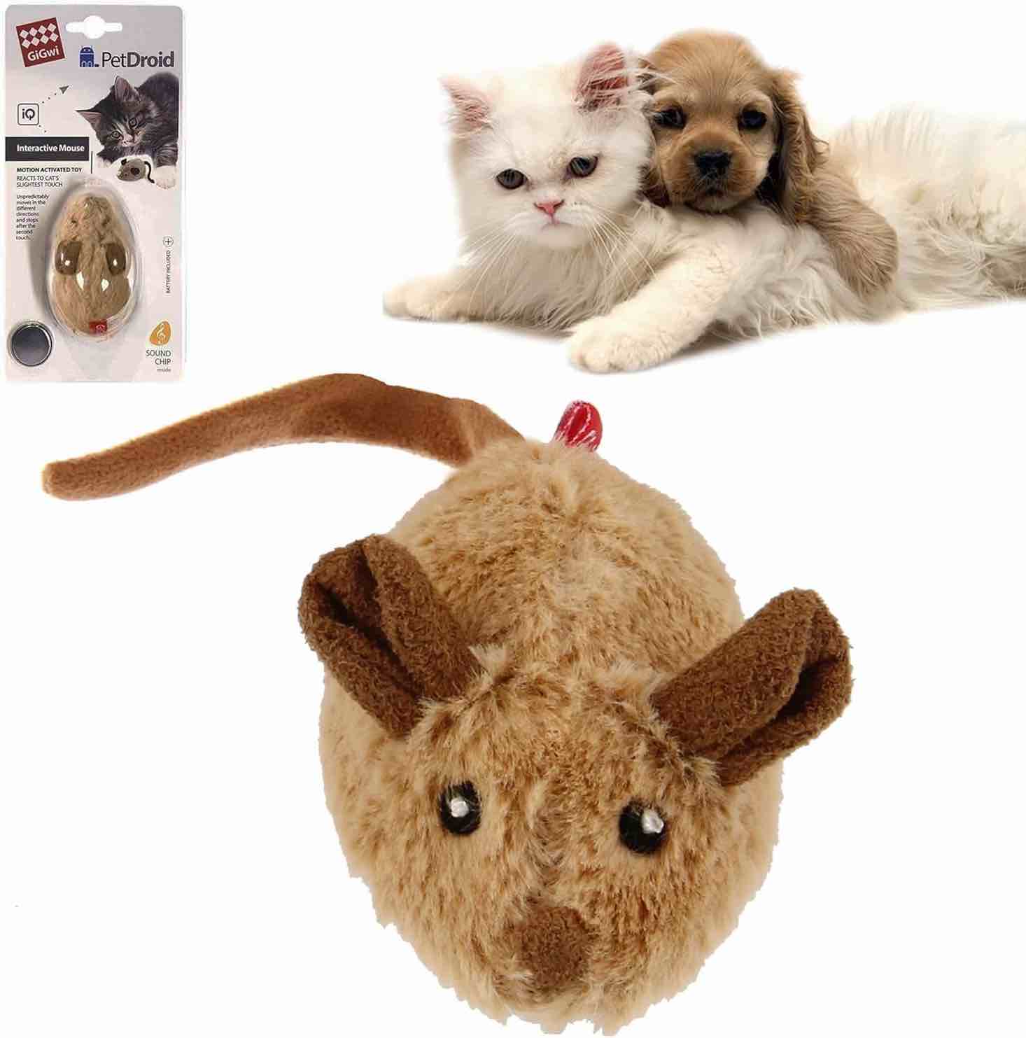 Vealind GiGwi Interactive Cat Toys Auto Moving Mice with Lifelike Squeaky Sound Mouse Toy (Coffee)