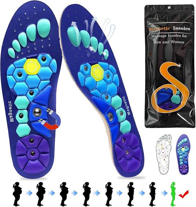 Magnetic Insoles,Sponge UK Acupressures Insoles,Plantar Fasciitis Insole,Sports Insert,Insert for Work Boots Men,Magnetic Orthopedic Insoles for Women Men