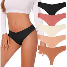 (Size S) UGDUCK Womens Thong Underwear High Waisted Seamless Thongs for Women Soft No Show Panties for women 5 Pack