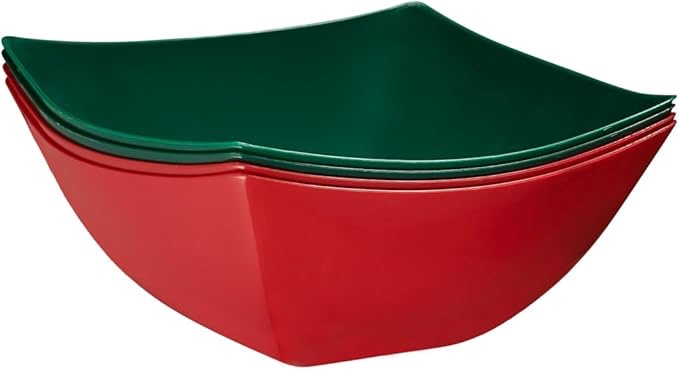PLASTICPRO Disposable Square Serving Bowls, Party Snack or Salad Bowl, Plastic Pack of 4 128 OUNCE, Black 128 OUNCE 