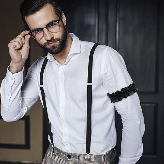 Roaring 20s Armband Garter, 2 Pcs Arm Garters for Men Sleeve Garters Roaring Anti-Slip Shirt Sleeve 