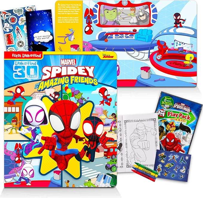 Marvel Spider and His Amazing Friends Activity Puzzle Book Bundle ~ Spidey Books for Toddlers Featuring Look & Find Hidden Picture Riddles Plus Stickers and More (Spider-Man Books for Kids)