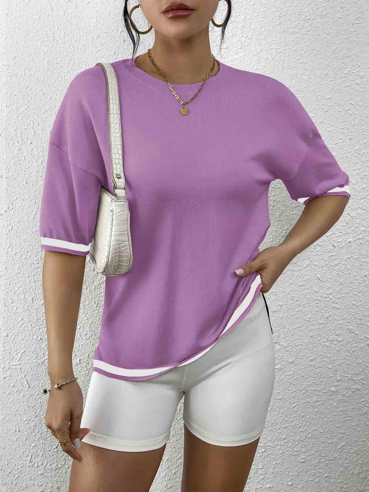Women's Summer Shirt Zeagoo Tops, Short Sleeve, Purple Mesh - Small