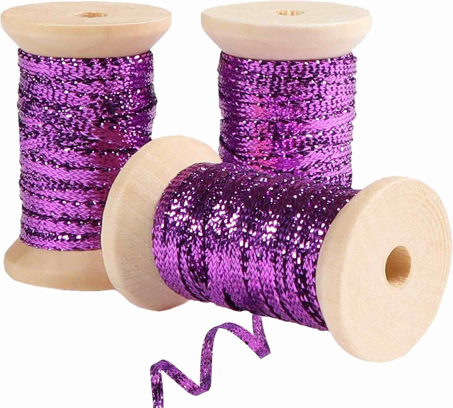 Blue Thin Ribbon, 1/8" Metallic Braided Double Faced Curling Balloon String Ribbons for Crafts Gift Wrapping Hair Party Wedding Christmas Ornaments Tag Decoration, 7 Yard x 3 Rolls