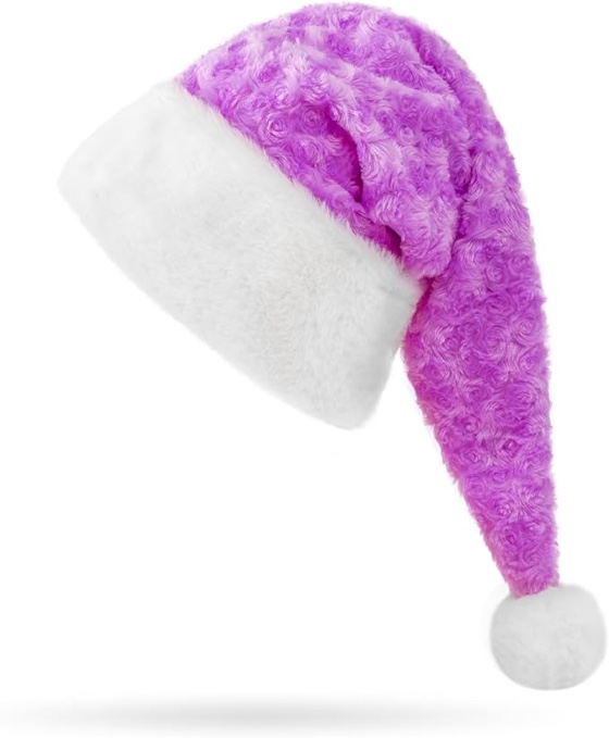 DYPUEYAK Christmas Hat for Adults with Soft Rose Pattern Fur – Luxurious Festive Headwear for Holiday Parties and Daily Wear (Purple)