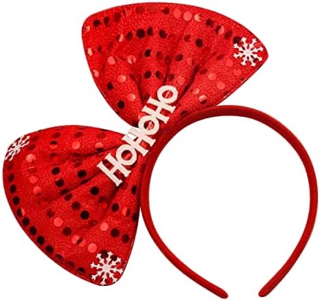 Koolgil Women's Christmas Headbands Elk Antler Santa Claus Christmas Elements Headband for Travel Party Festivals (Red Bowknot)