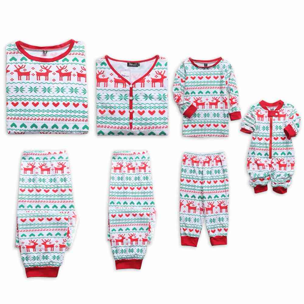 (Size 75 Baby) Popreal Reindeer Print Family Matching Clothes Long Sleeve And Pants