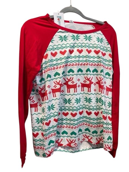 Long-sleeved Christmas-themed pajama top