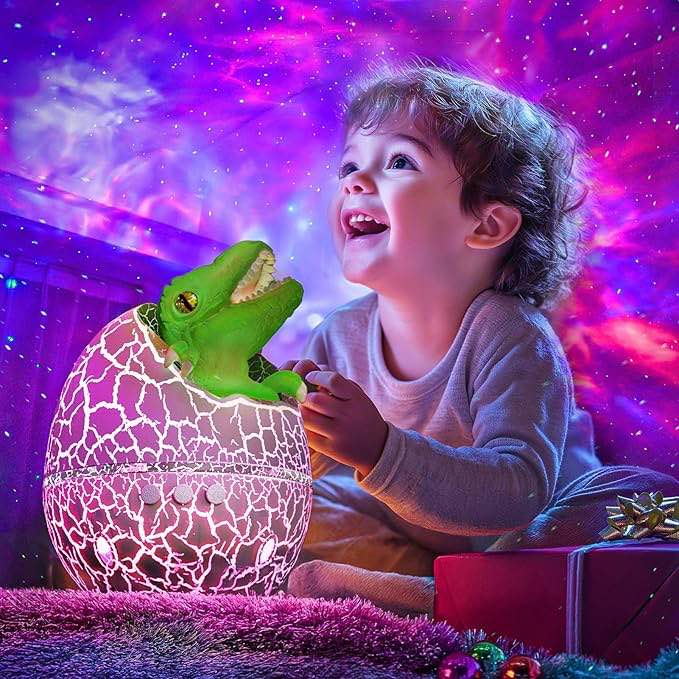 Mooyran Star Projector Galaxy Night Light - Green Dinosaur Egg