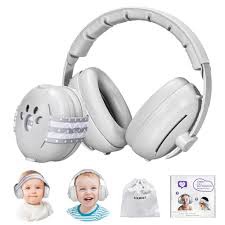 AIXMEET 2-in-1 Baby Ear Muffs Noise Protection, Baby Ear Protection for Babies and Toddlers 3 to 36 Months,Noise Reduction Earmuffs, Adjustable Baby Headphones with Stretchy Band, Grey