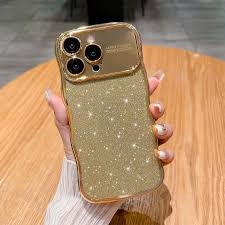 HYUEKOKO for iPhone 15 Pro Case [Compatible with MagSafe] Plating Bling Glitter Water Ripple Back Cover for Women Girls Full Camera Phone Case for iPhone 15 Pro 6.1 Inch Gold