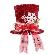 PIKRONSH Christmas Tree Topper, Red Shiny Sequins Top Hat Christmas Tree Top Decoration (Red)