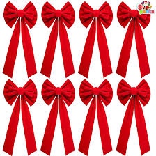 Joyin 8 Pack Red Velvet Bows 26" Long 10" Wide 9 Loop Christmas Bows