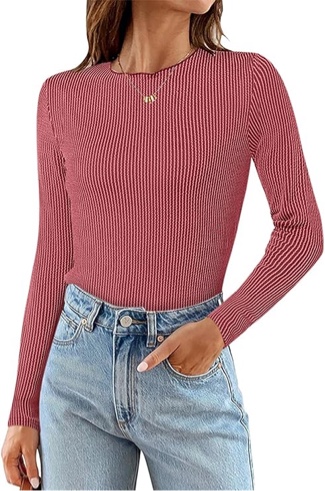 ZANZEA Long Sleeve Shirts for Women Mock Neck Ribbed Tops Slim Fitted Casual Basic Shirts Fall Tops - Medium